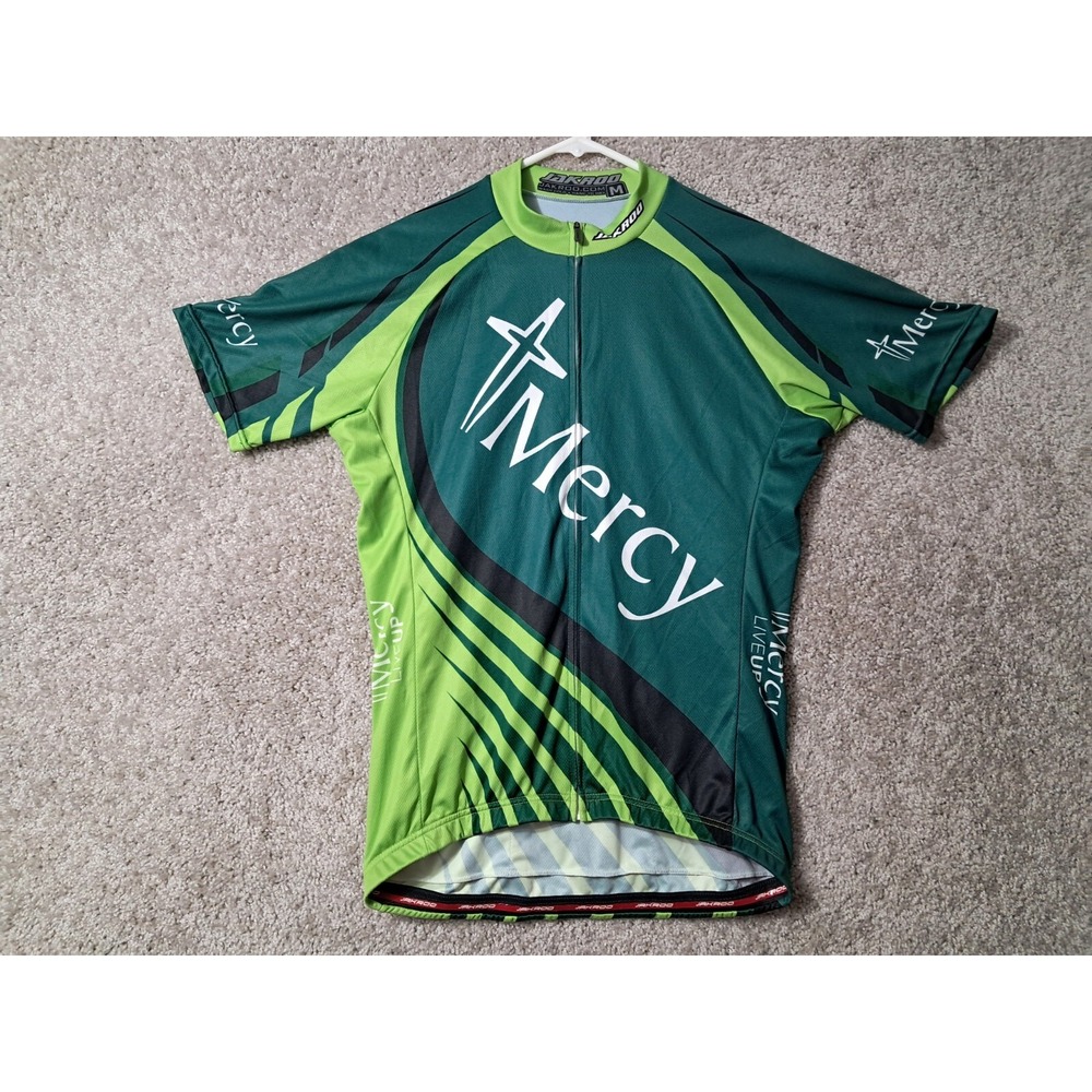 Jakroo Cycling Shirt Adult Medium Green Biking Athletic Jersey Mens Womens Zip